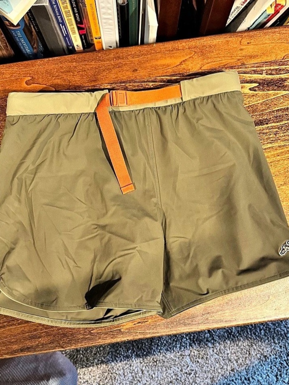 Tracksmith Off Roads Shorts in the Ivy and Burnt Orange - women’s M